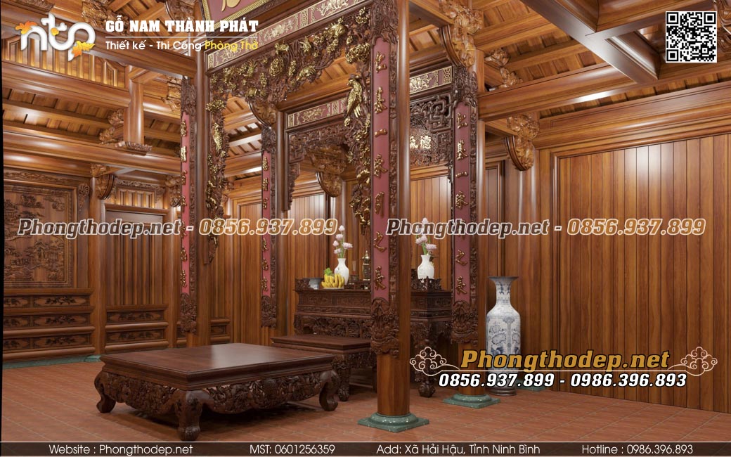 Bố trí nội thất nhà gỗ 3 gian truyền thống